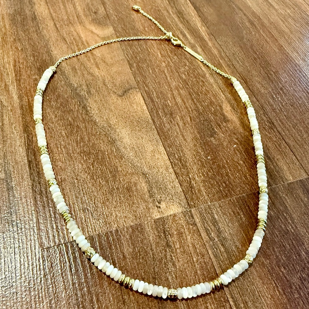 Kendra Scott Elegant Gold and White Beaded Necklace